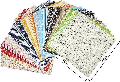 Miniatura 2 de Paquete de 50 piezas de tela de algodón artesanal de 10 x 10 pulgadas, juego de tela de acolchado y patchwork