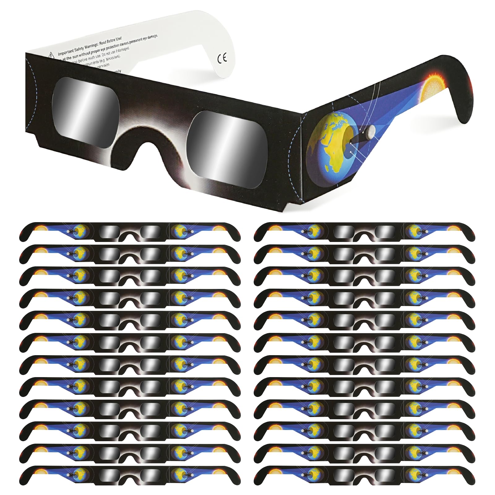 QIWEI gafas eclipse solar homologadas QW-SOZ4，Certificadas EN ISO 12312-2, Visores Solares Seguros para Observación Directa del Sol, Filtros de Alta Definición — view 7