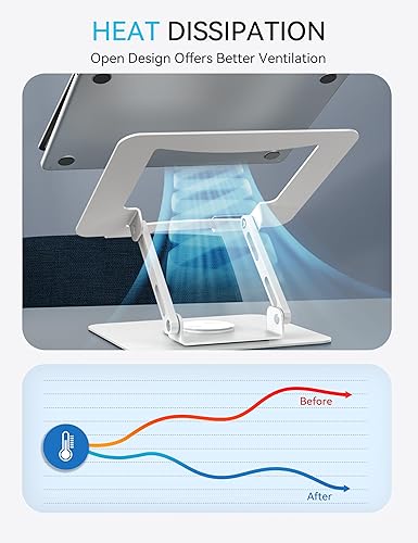 Miniatura 7 de SOUNDANCE - Soporte para laptop con base giratoria de 360, elevador ergonómico para computadora para escritorio, altura ajustable multi-ángulo,