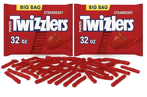 Twists Fresa Sabor Regaliz Estilo Chewy Candy Big Bag, 2 bolsas 32 oz 24600041
