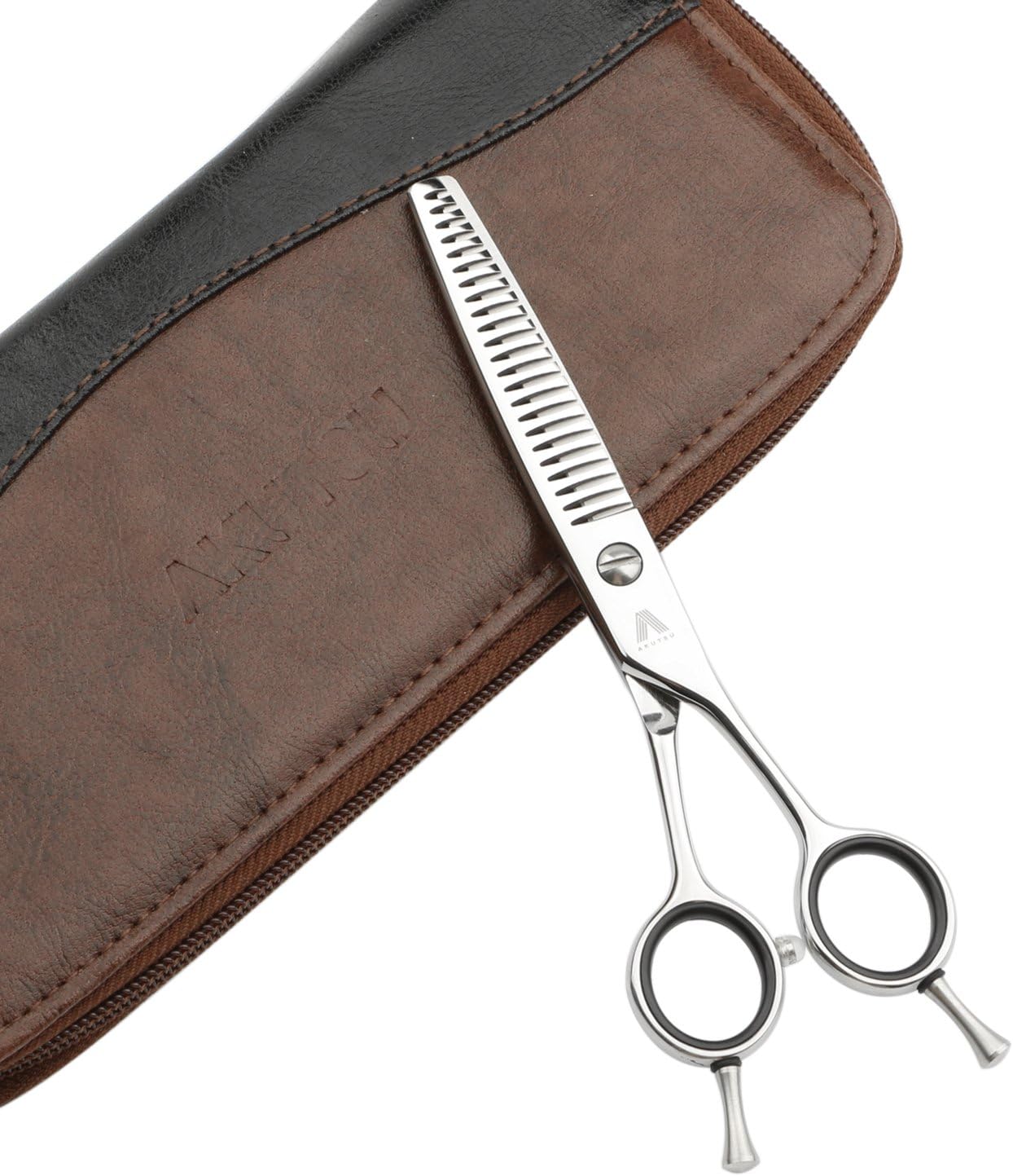 AKUTSU Salon Professional 6.0" Hair Thinning/Texturizing Shears 17/23/35 Teeth Razor Edge Barber Scissors with Finger Inserts (23 Teeth)