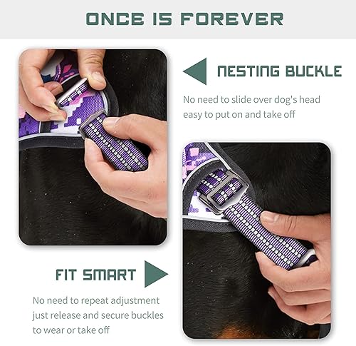 Miniatura 2 de Arnés táctico BUMBIN para mascotas con asa para perros medianos, ajustable, famoso arnés de TIK Tok Fit Smart reflectante sin tirones