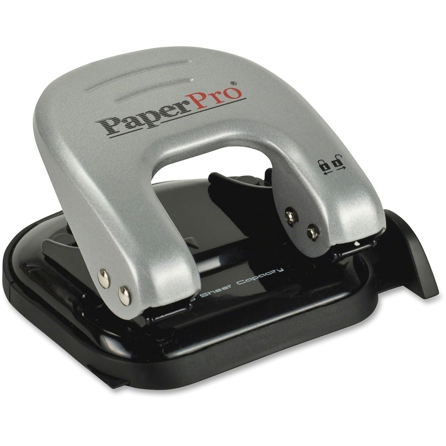 Bostitch Office EZ Squeeze Reduced Effort 2-Hole Punch, 2 Sheets, Locking Handle, Silver (231)