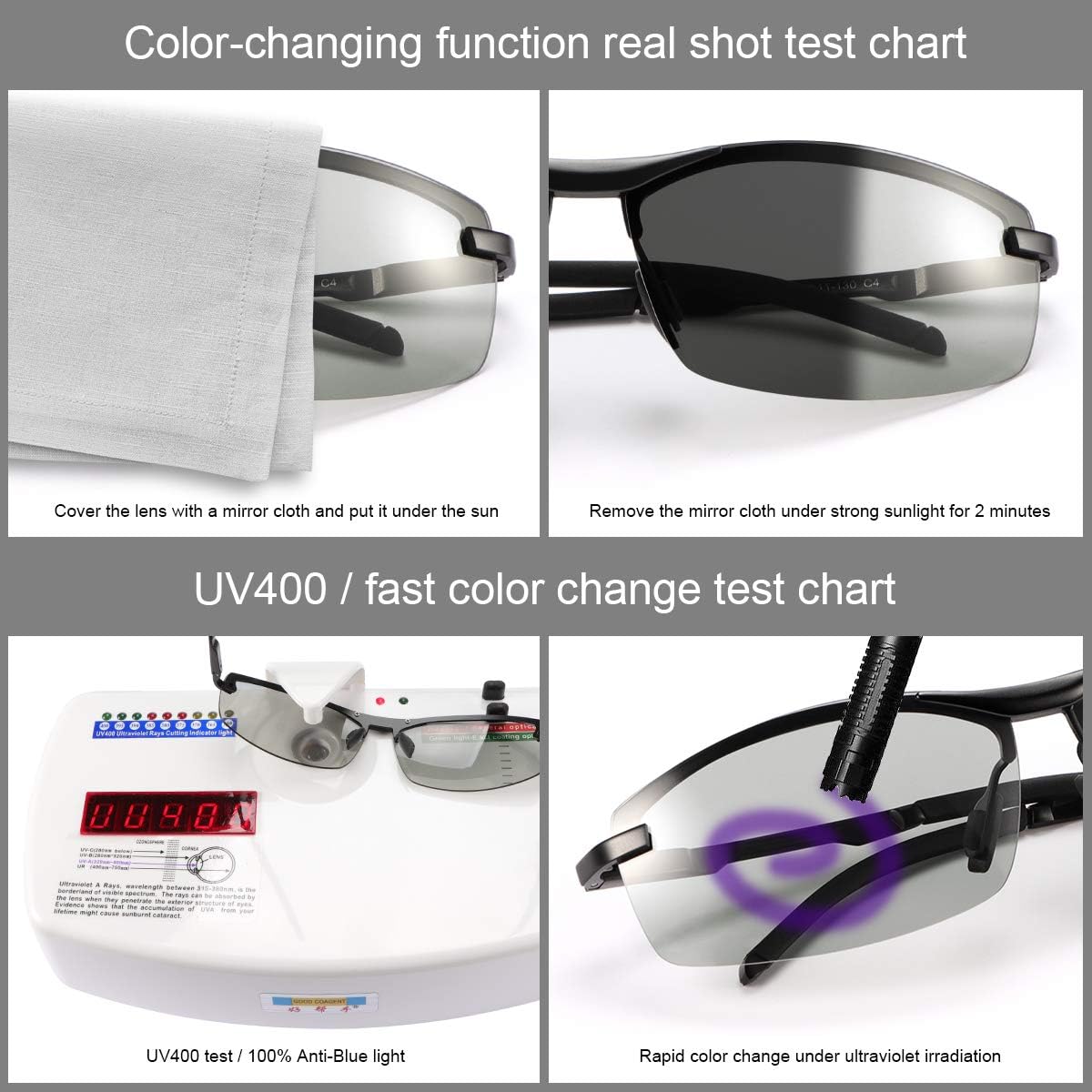 YIMI Polarized Photochromic Sunglasses for Men Women Outdoor Sports Driving Anti Glare UV400 Protection z87 Safety Glasses - Image 3