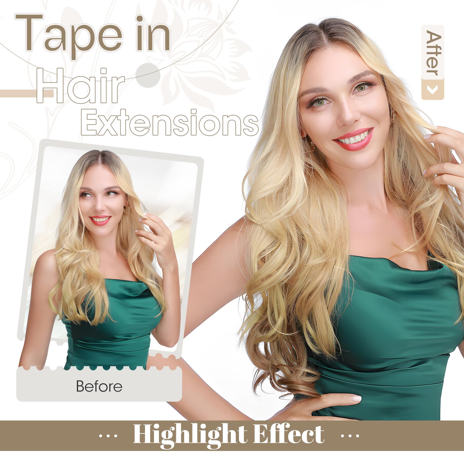 Elailite Tape in Hair Extensions Human Hair Real Human Hair 10 Pcs Invisible Thin Type - Seamless Skin Weft Remy Hair Extension (#70 Bleach White, 12 Inch-10g) — view 9