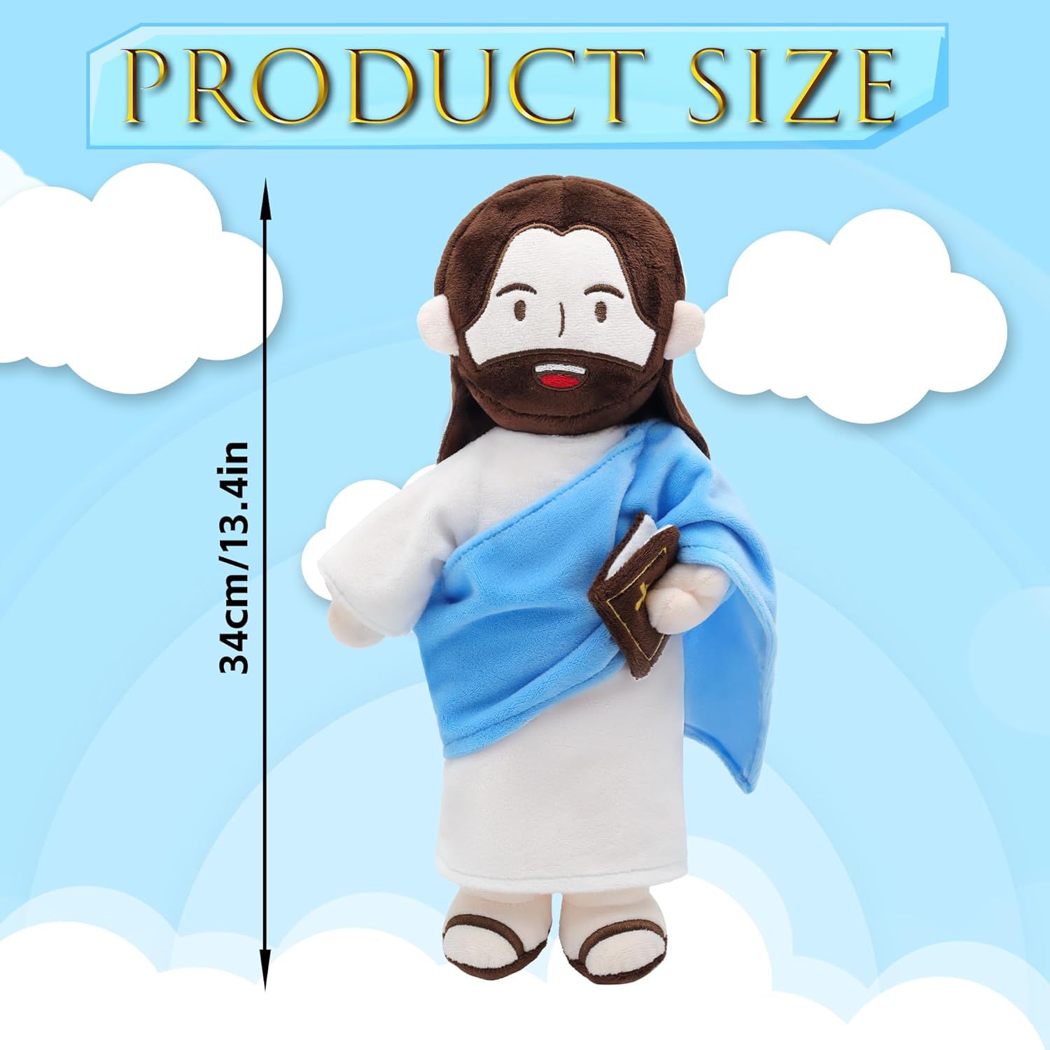 Jesus Plush - 13.4“ Talking Jesus Plush Toy with 20 Bible Verses and 3 Bible Songs, Religious Stuffed Doll for Kids, Christian Easter Gift for Church and Sunday School