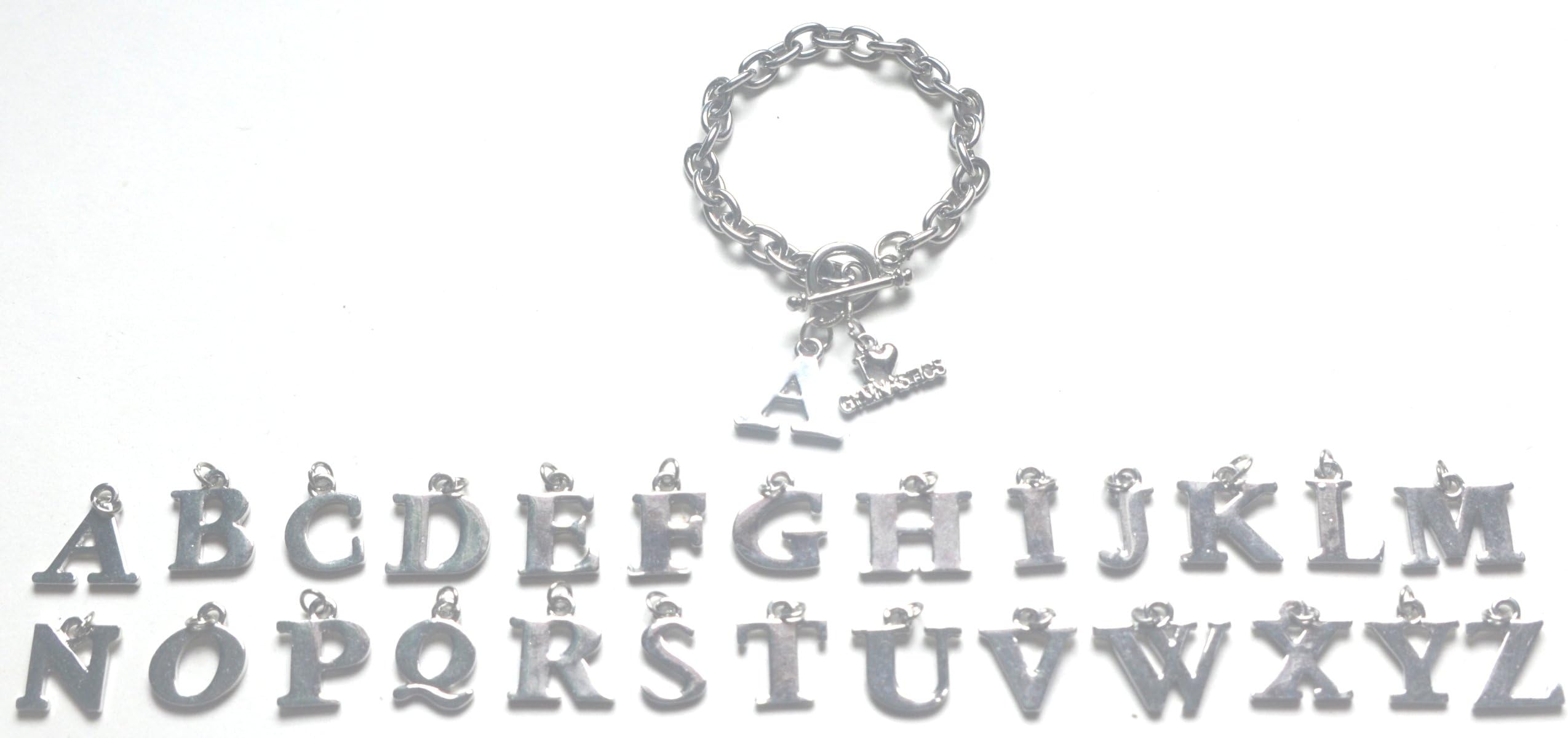 I Love Gymnastics Chain Bracelet with Initial Letter N