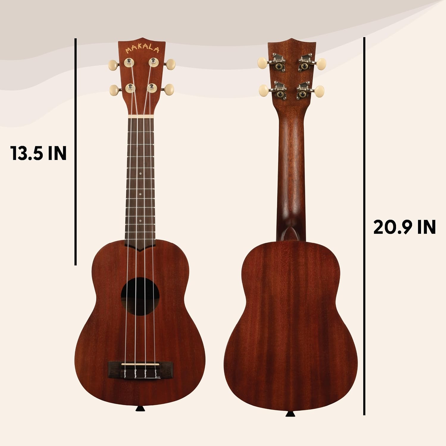 Kala Makala Classic Soprano Ukulele 21 Inch, Beginner Friendly Entry Level Ukulele with Mahogany Body, Easy Playing Nickel Frets for Students Classrooms and First Time Players