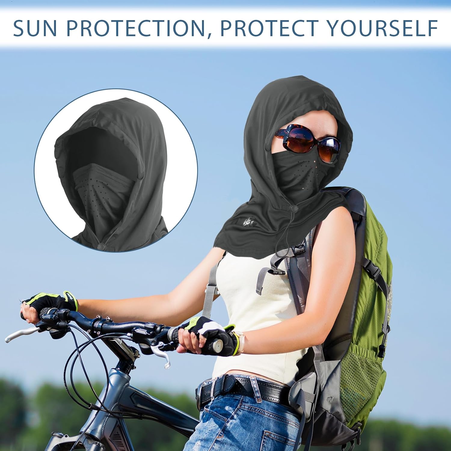 Face Cover for Sun UV Protection, Breathable Cooling Balaclava Face Mask, Summer Cooling Neck Gaiter for Women Fishing Outdoors (Dark Grey) - Image 5