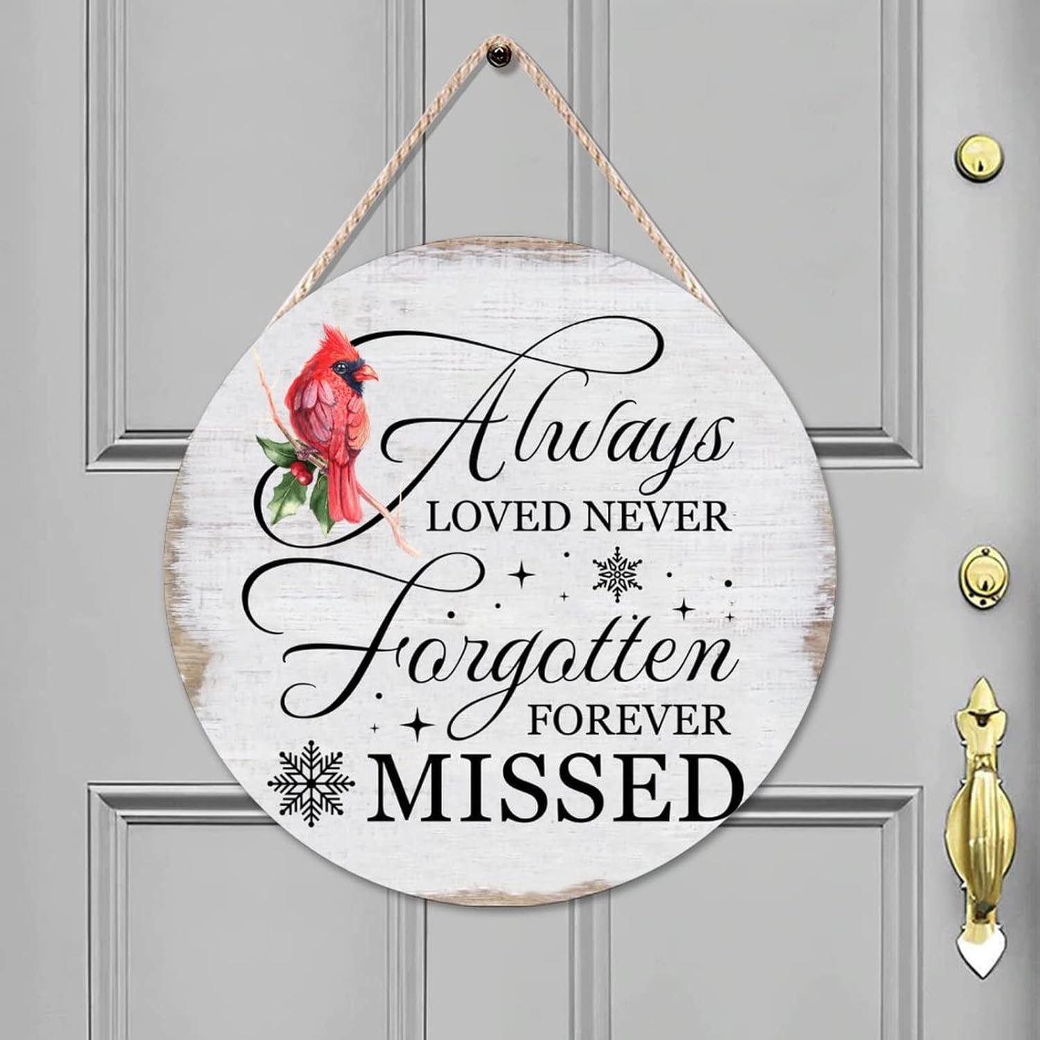 Proverbs Round Door Hanger Sign, Always Loved Never Forever Missed Wood Welcome Door Sign, Christmas 16x16in Welcome Wall Door Hanging Sign Decor for Front Porch Door