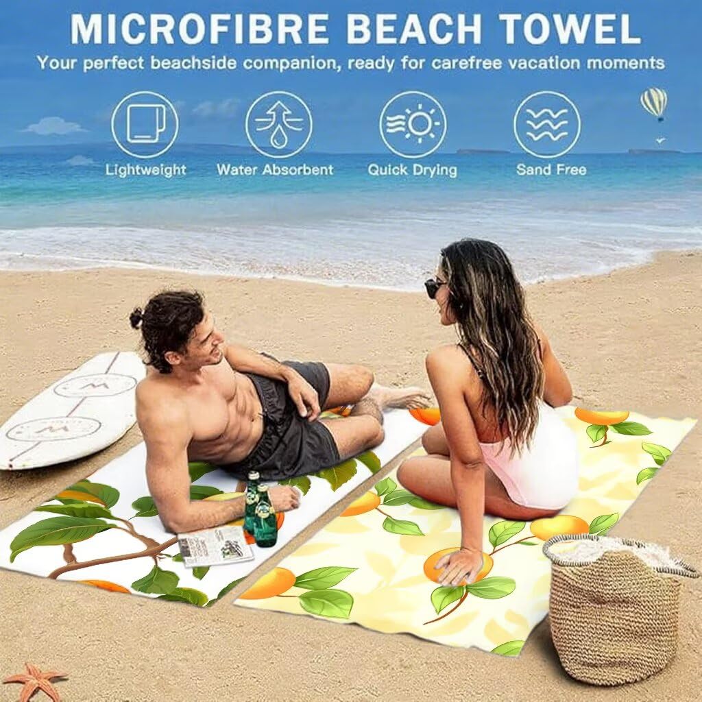 Toalla Playa 85x170cm Fruta Toalla Microfibra Grande Juego de 2 Hoja Patrón Diseño Absorbente Secado Rápido Beach Towel Ligera Antiarena Esterilla Playa para Mujer Hombre Vacaciones Natación, Model789