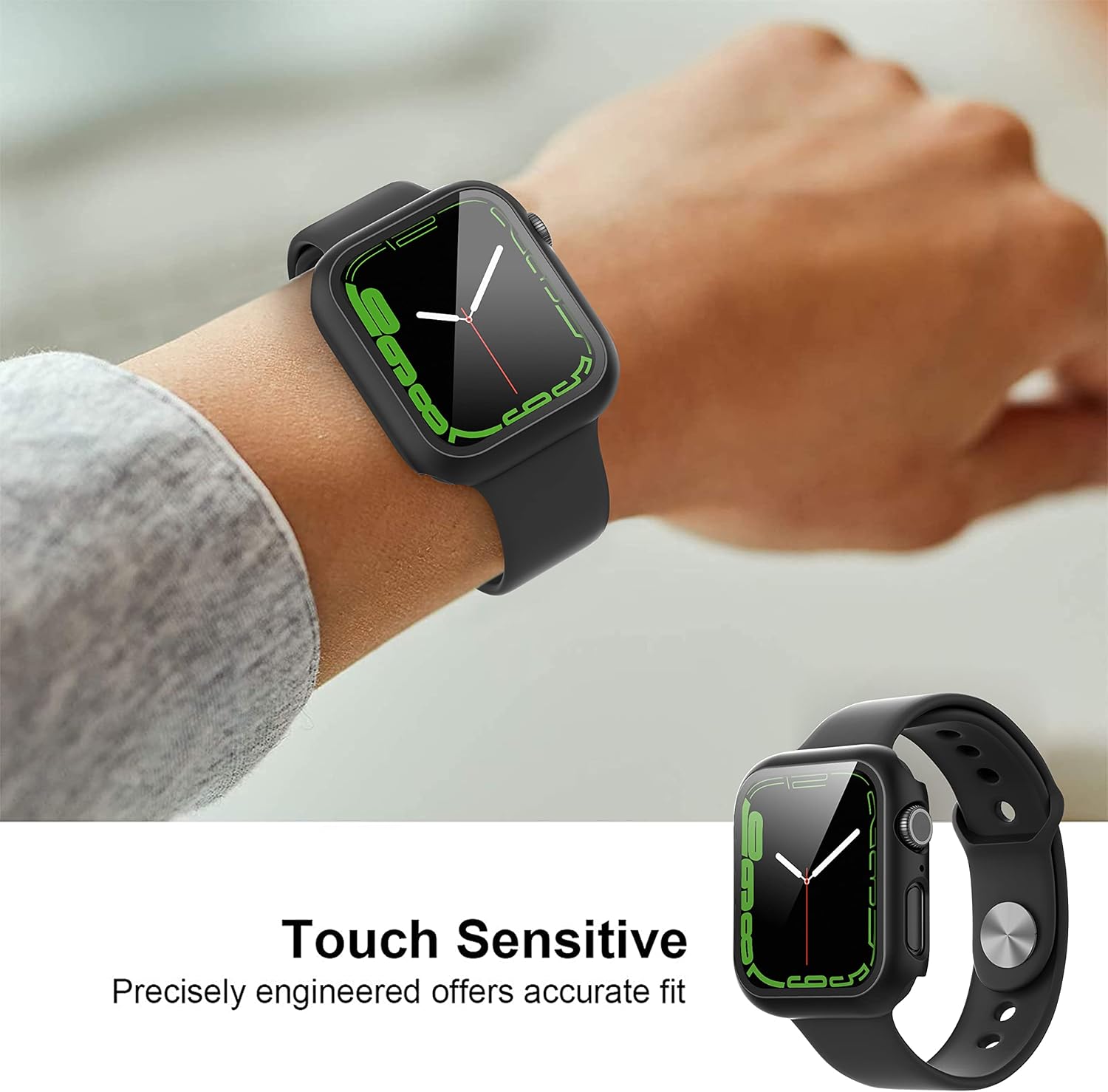 Diruite Suoman 2-Pack for Apple Watch Series 8/7/6/5/4/Series SE/SE 2 44mm All-around Screen Protector Case, Tempered Glass Screen Protector Case Ultra-thin for iWatch 44mm Protection Cover - Black : Cell Phones & Accessories