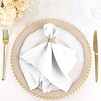 Vista 25 de Efavormart Juego de 25 Servilletas de Tela, Servilletas de Cena Blancas Sin Costuras de 20x20 Pulgadas, Servilletas de Mesa de Lino Lavables