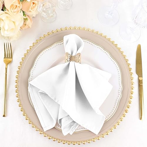 Vista 24 de Efavormart - Juego de 25 servilletas de tela de 20 x 20 pulgadas, color rosa, sin costuras, mantel de lino lavable con bordes con dobladillo