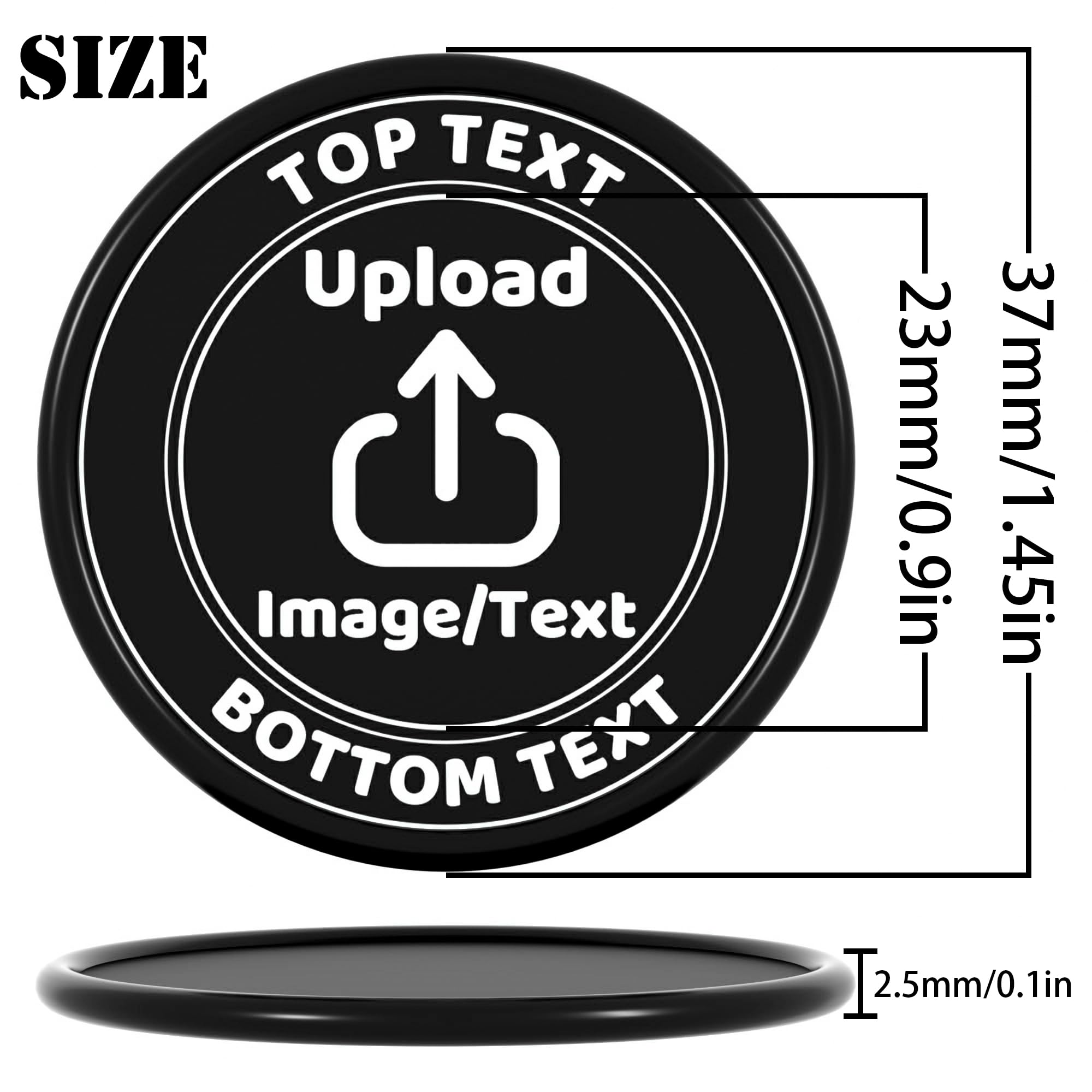 200-1000 Custom Plastic Poker Chips, Drink Chips Personalized Your Own Logo, Image and Text, Double Sided Full Color Printing Custom Tokens for Bar, Party, Business Cards and Promotions (Black)