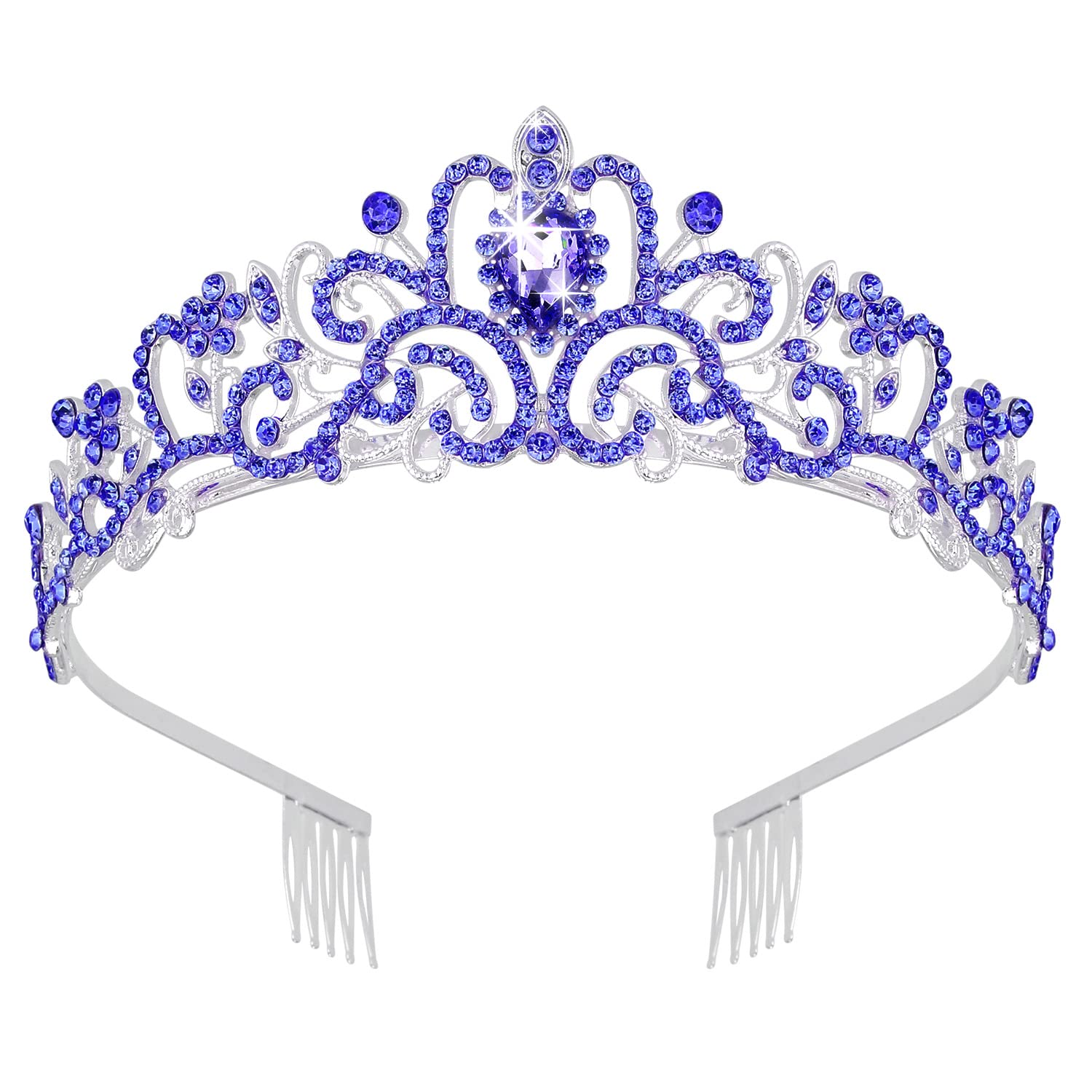 Didder Tiaras for Women, Dark Blue Crystal Crowns for Women Princess Crown Tiaras and Crowns for Women Girls Women's Headbands Halloween Christmas