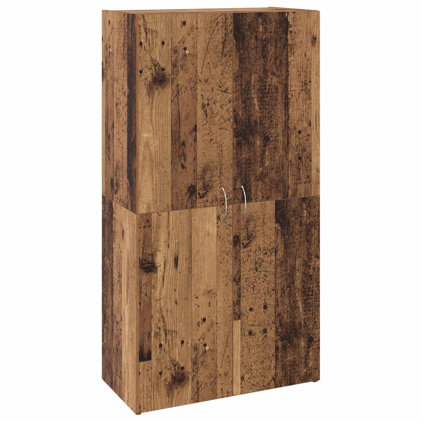 Büroschrank mit Türen Schwarz Eichen-Optik 60 x 32 x 115 cm aus Holzwerkstoff, Aktenschrank mit Scharniertüren und Bogen-Griffen, viel Stauraum mit Regalen für Büroorganisation