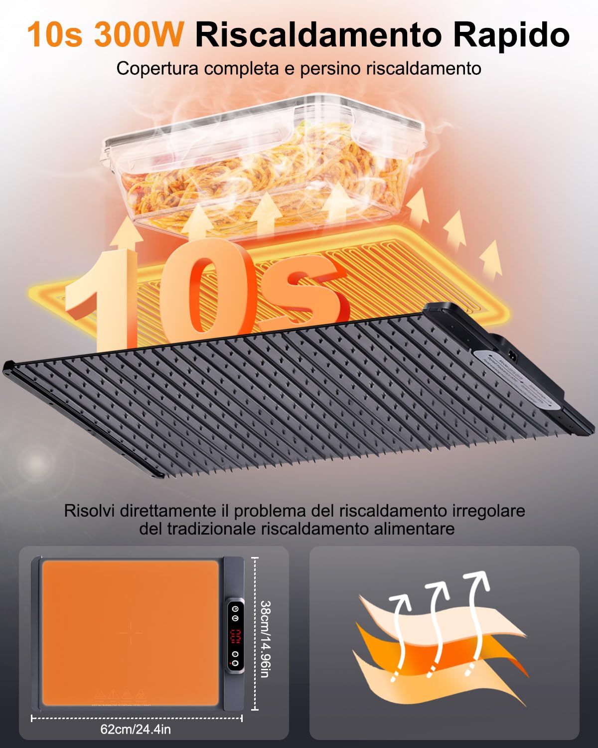 AUTOPkio Vassoio Riscaldante Elettrico, Tappetino Scaldavivande Pieghevole con 5 Temperatura & 4 Timer Auto-off Blocco Bambini per Buffet, Feste, Banchetto, Casa