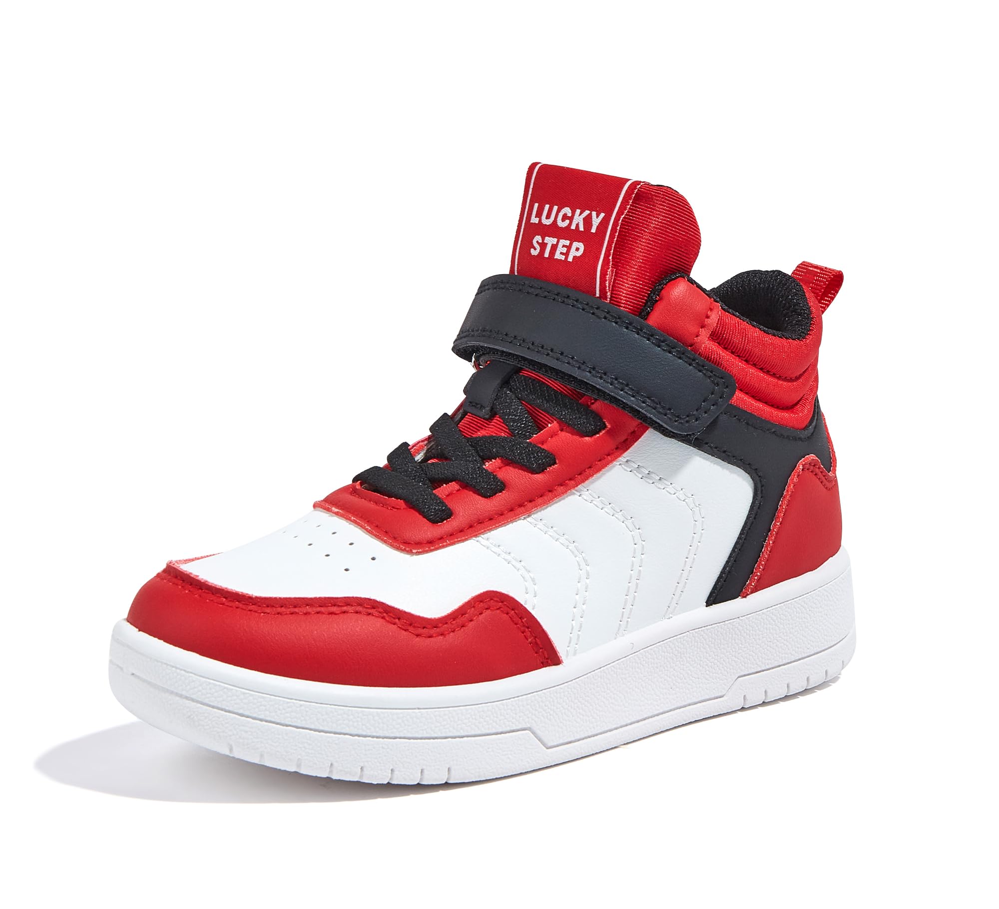 LUCKY STEP Kids High Top Sneakers Fashion Basketball Tennis Shoes Skyhigh Running Sports Ankle Boots Hook and Loop Casual Walking Shoe for Boys Girls