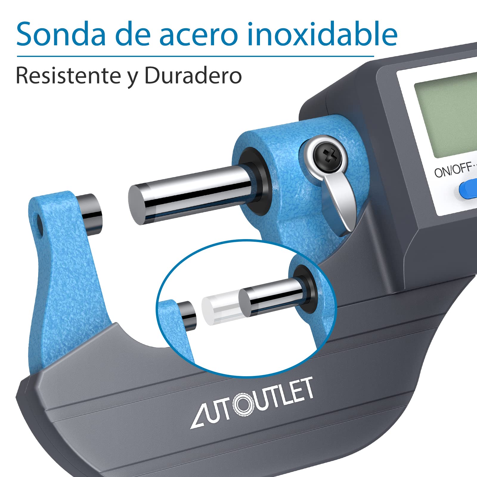 AUTOUTLET LCD Micrómetro Digital 0-25 mm / 0,001 mm, Micrometro Calibre Digital Micrómetro Electrónico Exteriores de Alta Precisión Micrómetro Exterior Micro Calibradores Medición de Longitud
