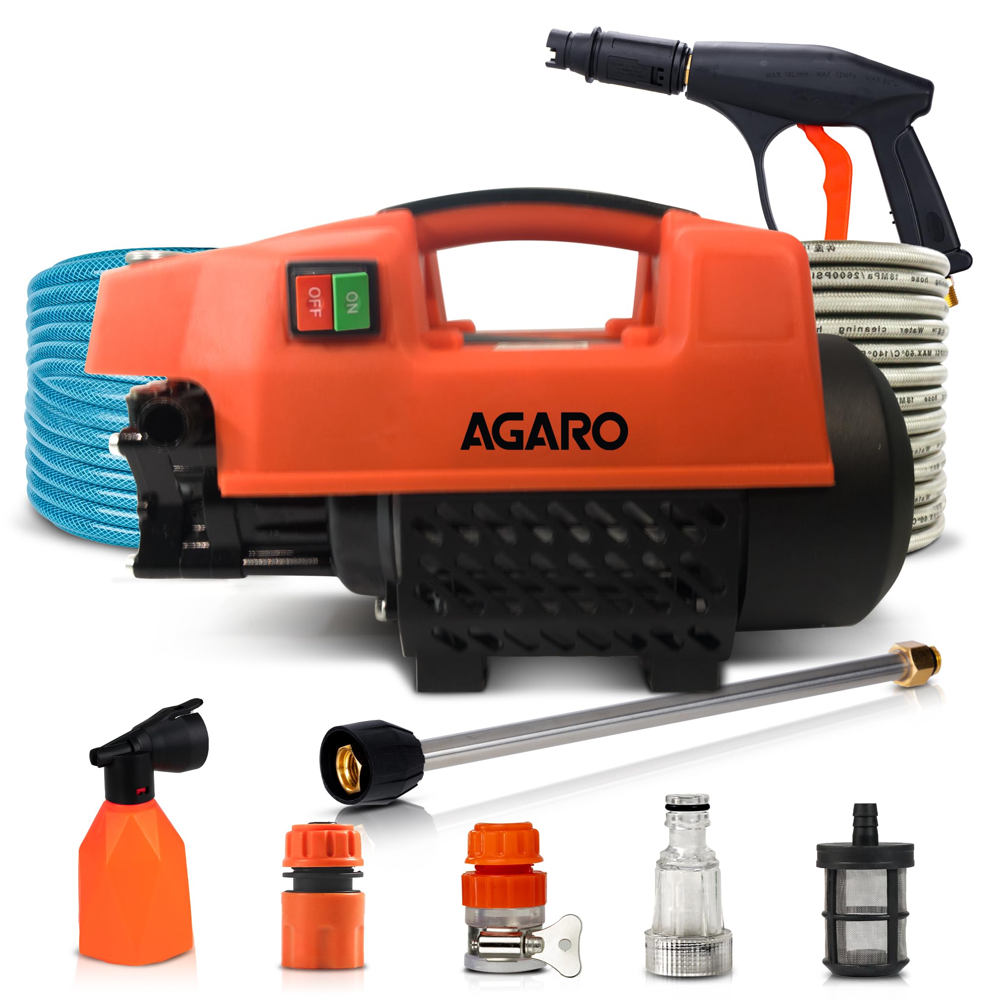 Sponsored Ad - Supreme High Pressure Washer, Car Washer, 1800 Watts Motor, 120 Bars, 6.5L/Min Flow Rate, 8 Meters Outlet Hose, Portable, Car, Bike & Home Cleaning, Black and Orange