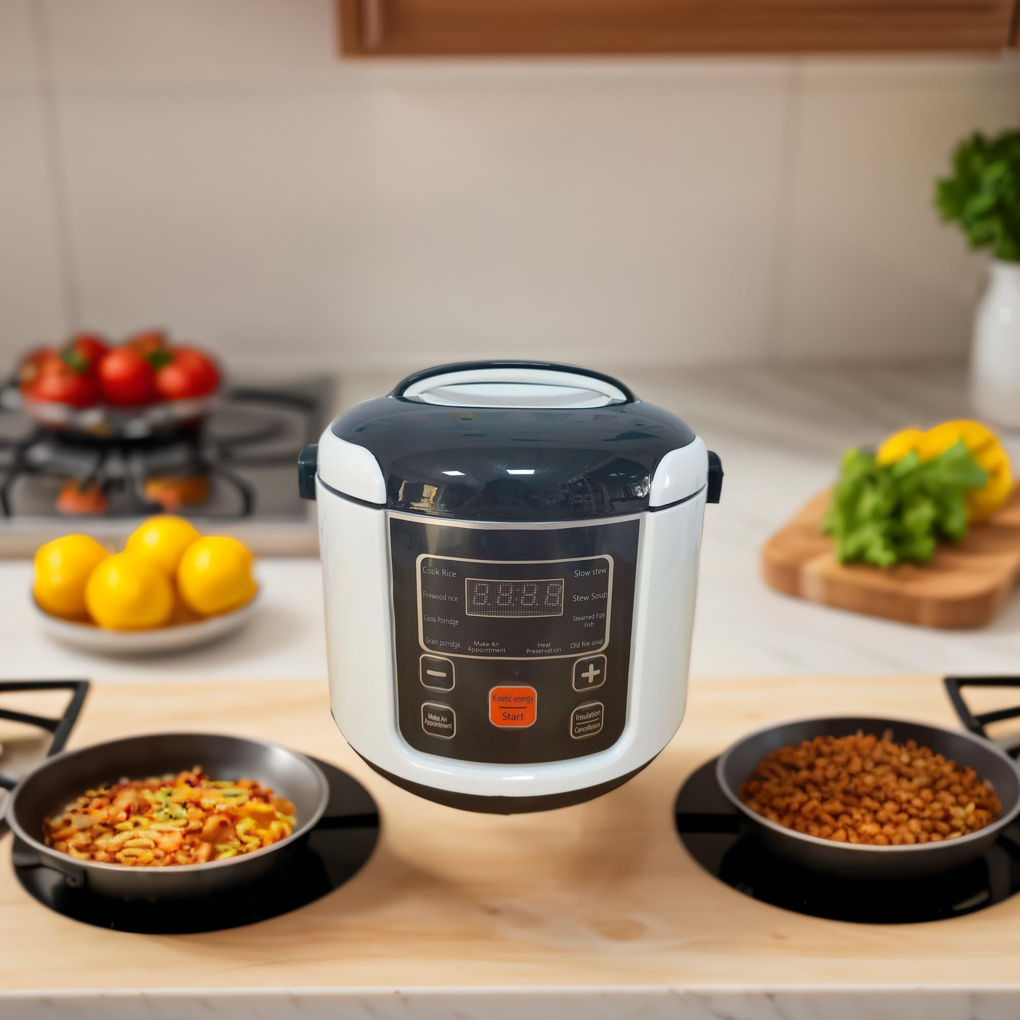 HEEPDD Mini Olla Arrocera Multifunción, 2 litros, 8 Funciones de Cocción, Portátil para Viaje, Camping y Hogar, con Taza Medidora y Espátula