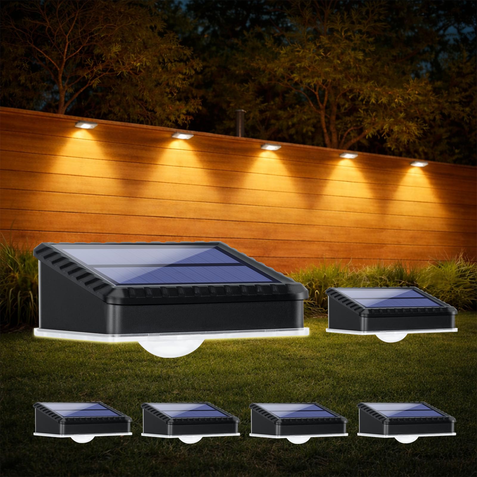 echosari Solar Wandleuchte Aussen, 6 Stück Sehr Hell Solarlampen Zaunleuchten für Außen, IP65 Wasserdicht Led Solarleuchten für Garten Hof Zaun Terrasse Treppen Deck Porch (3 Farben)