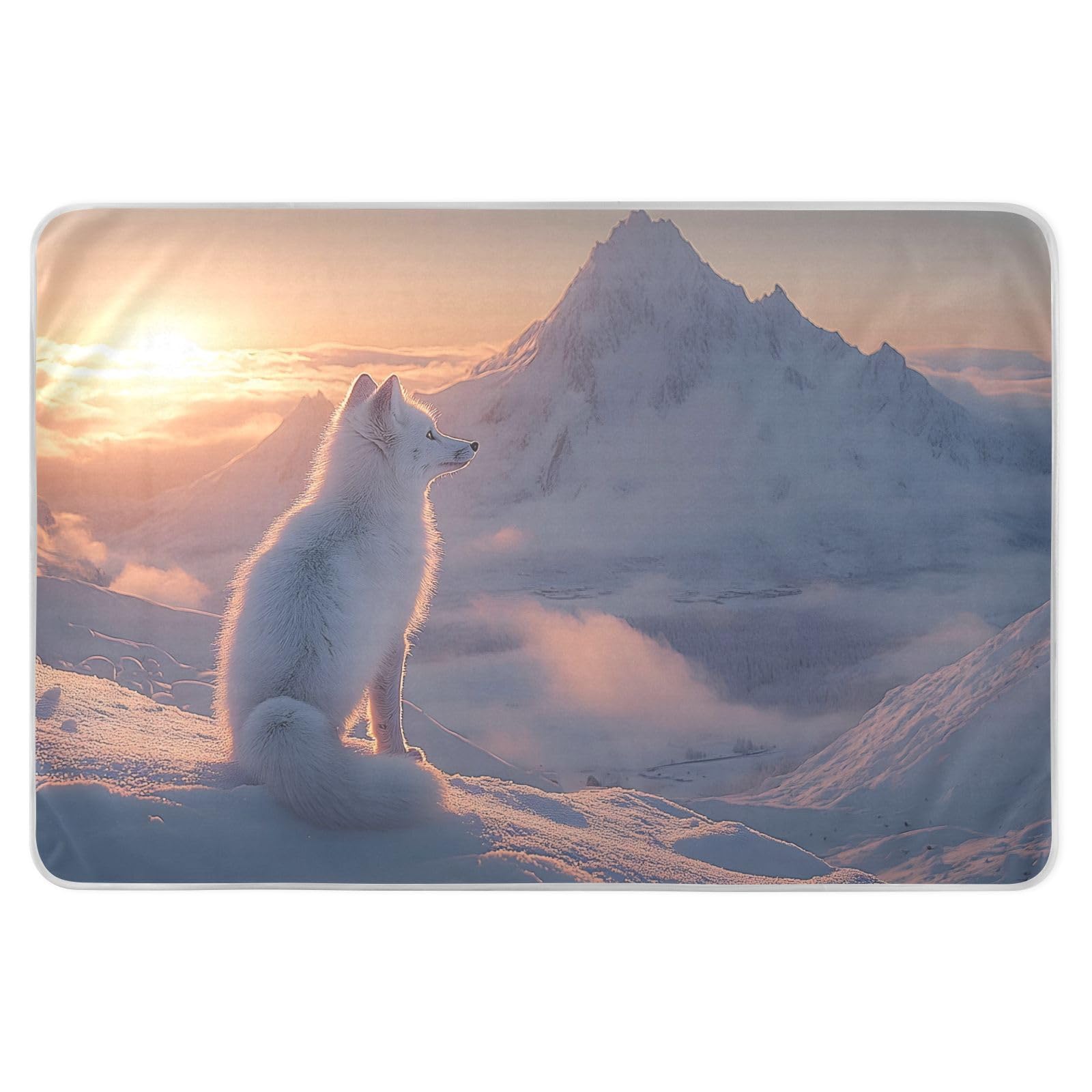 CEBUGI 34” x 52”Washable Underpads Heavy Absorbency Waterproof Incontinence Bed Pads Snow Fox Pee Pads for Adults Kids and Baby