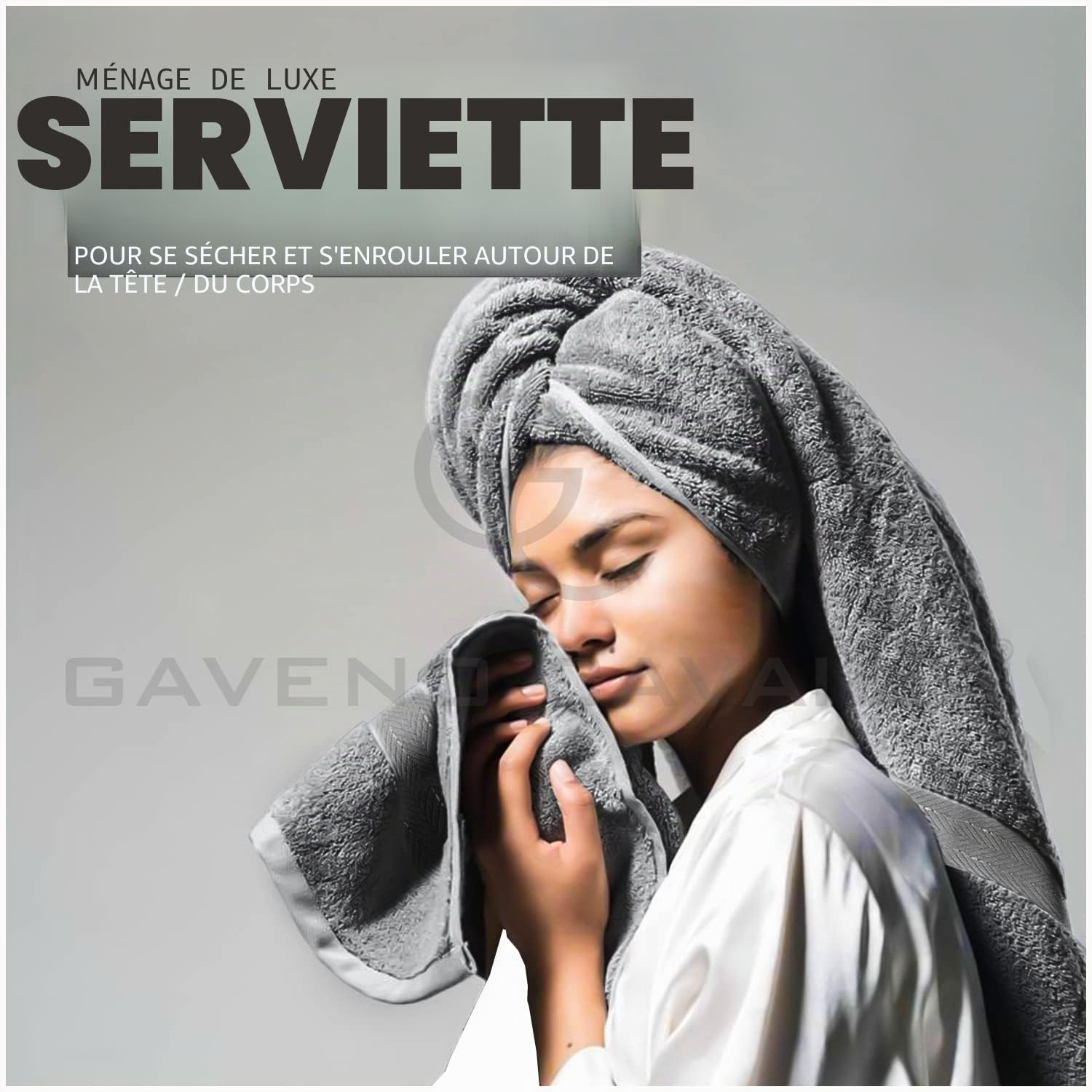 GC GAVENO CAVAILIA Lions Towels Lot de 10 serviettes de bain 100 % coton égyptien 4 visage 4 mains 2 serviettes de bain, de qualité supérieure, très absorbantes, lavables en machine, Charbon, Standard