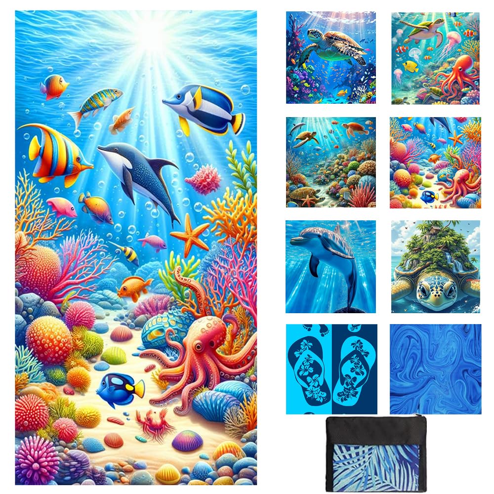 JAODFK Microfibre Beach Towel 71"X32" Quick Dry Lightweight Sand Free Extra Large Thin Towels Travel Essentials For Adults Womens Swim Bath Accessories Mats Holiday Must Haves Ocean — image 1
