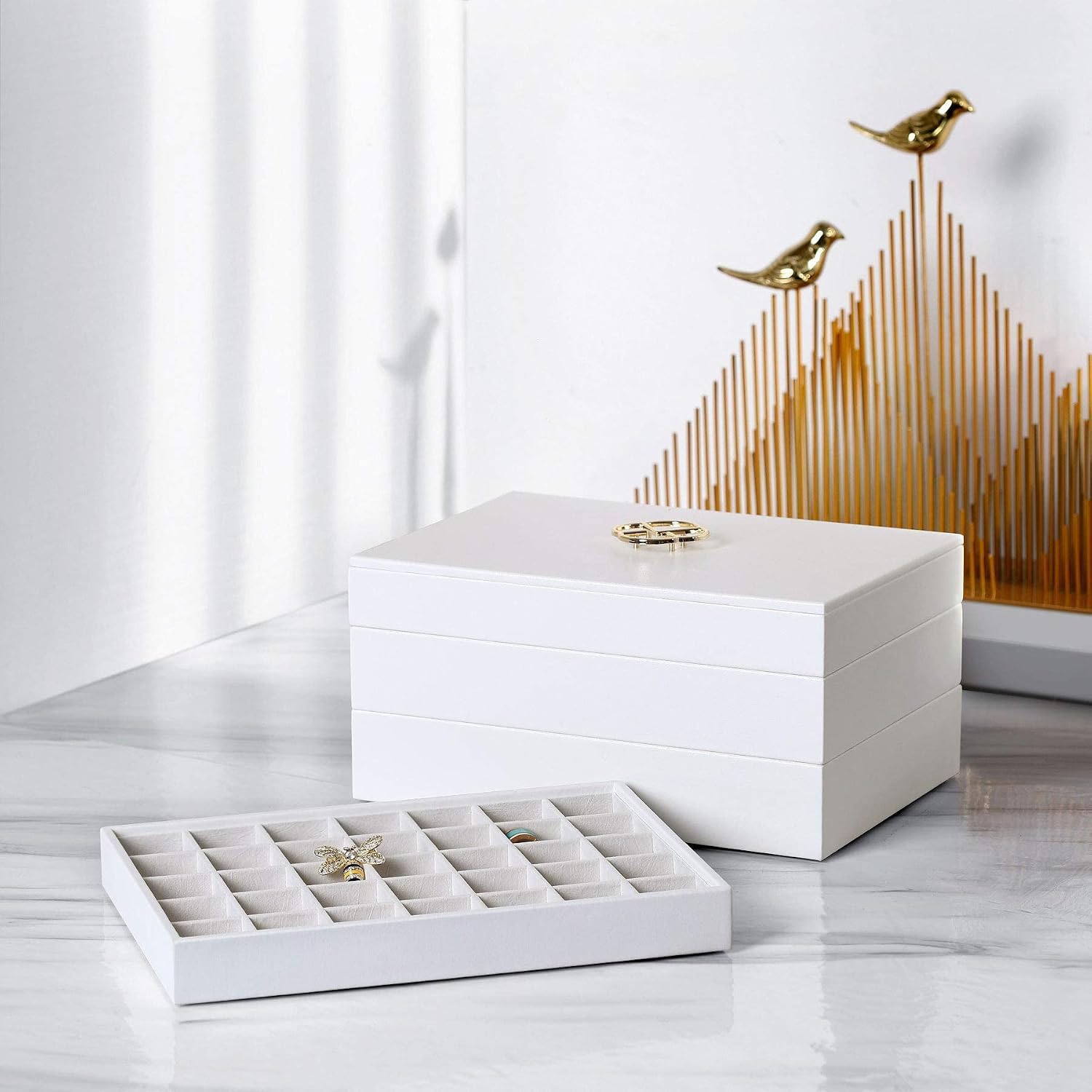 Up To 60% OFF Vlando Jewelry Tray Jewelry Organizer for Drawer Jewelry Organizer Tray Jewelry Drawer Organizer Stackable Jewelry Organizer Trays Drawer Jewelry Organizer-White