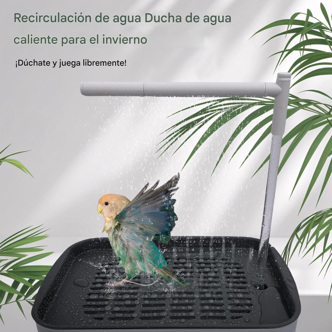 Baño para Pájaros | Baño Automático para Aves con Ducha | Pila Recargable con Grifo De Flujo Continuo, Accesorios De Baño para Periquitos Y Agapornis Pequeños Y Medianos