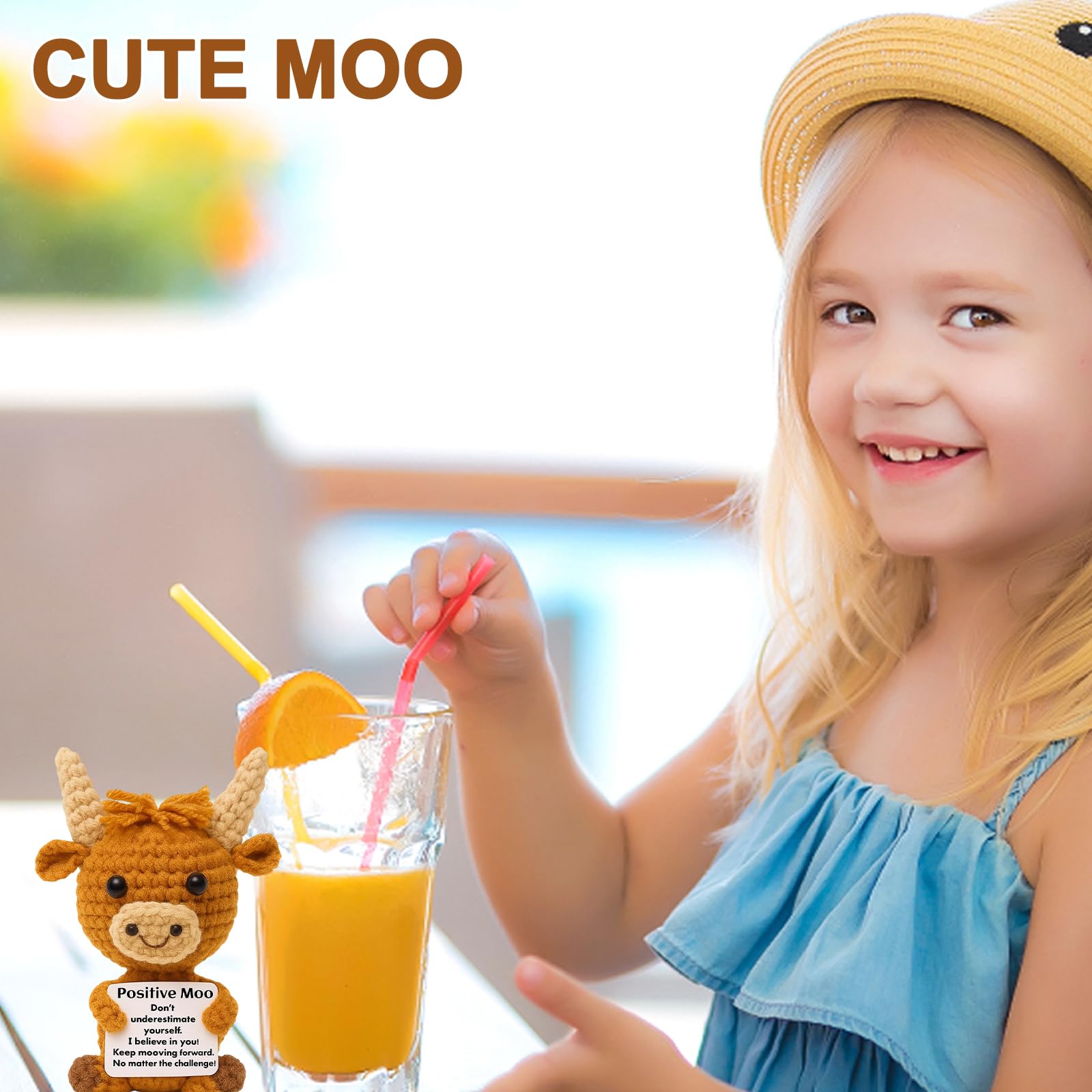 SrgPui Positive Moo Gift, Positive Animals Gifts, Knitted Wool Cow Toy With Positive Card - Image 4