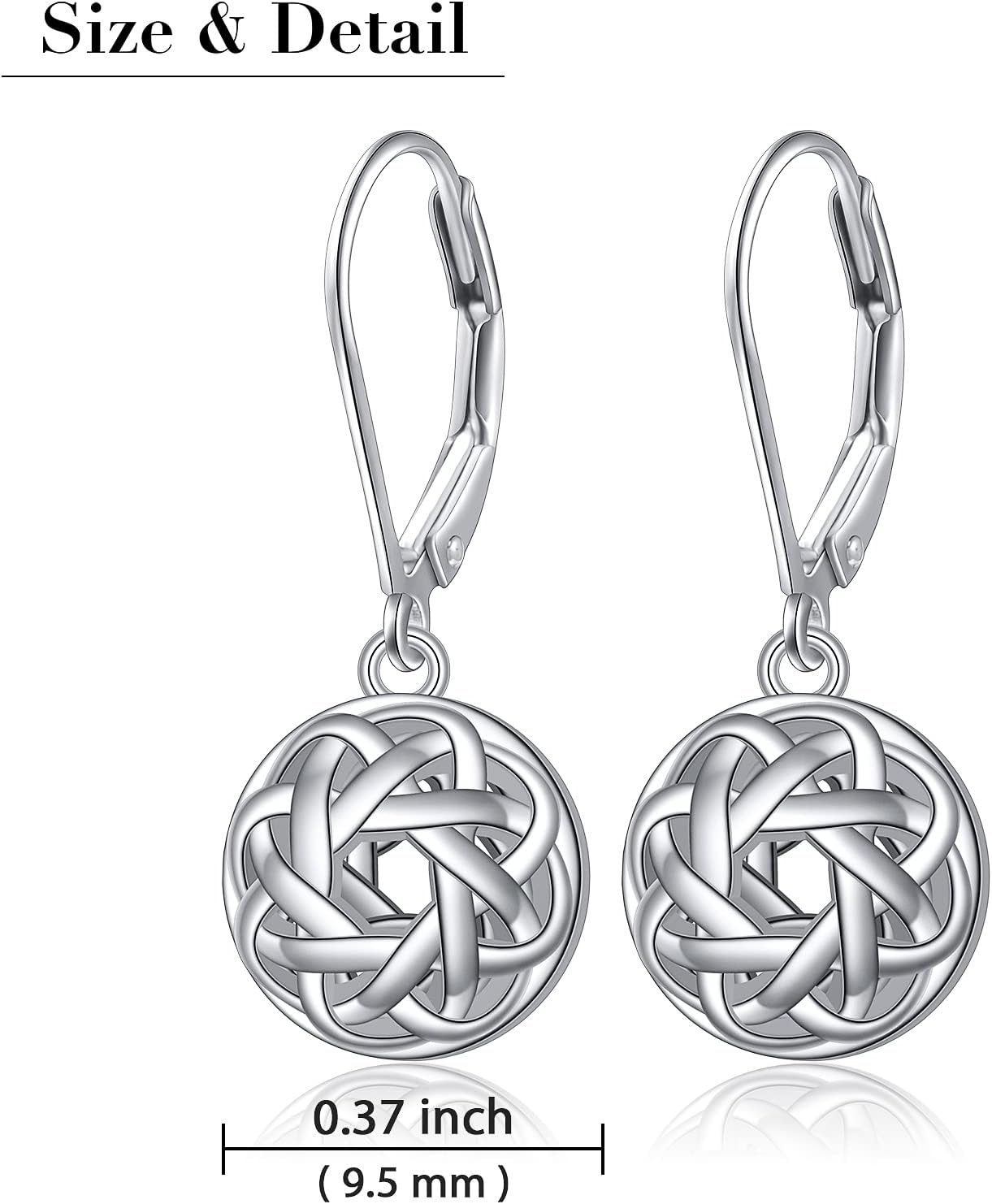 925 Sterling Silver Good Luck Filigree Irish Celtic Knot Dangle Drop Stud Love Heart Ball Leverback Earrings Birthday Jewelry for Women