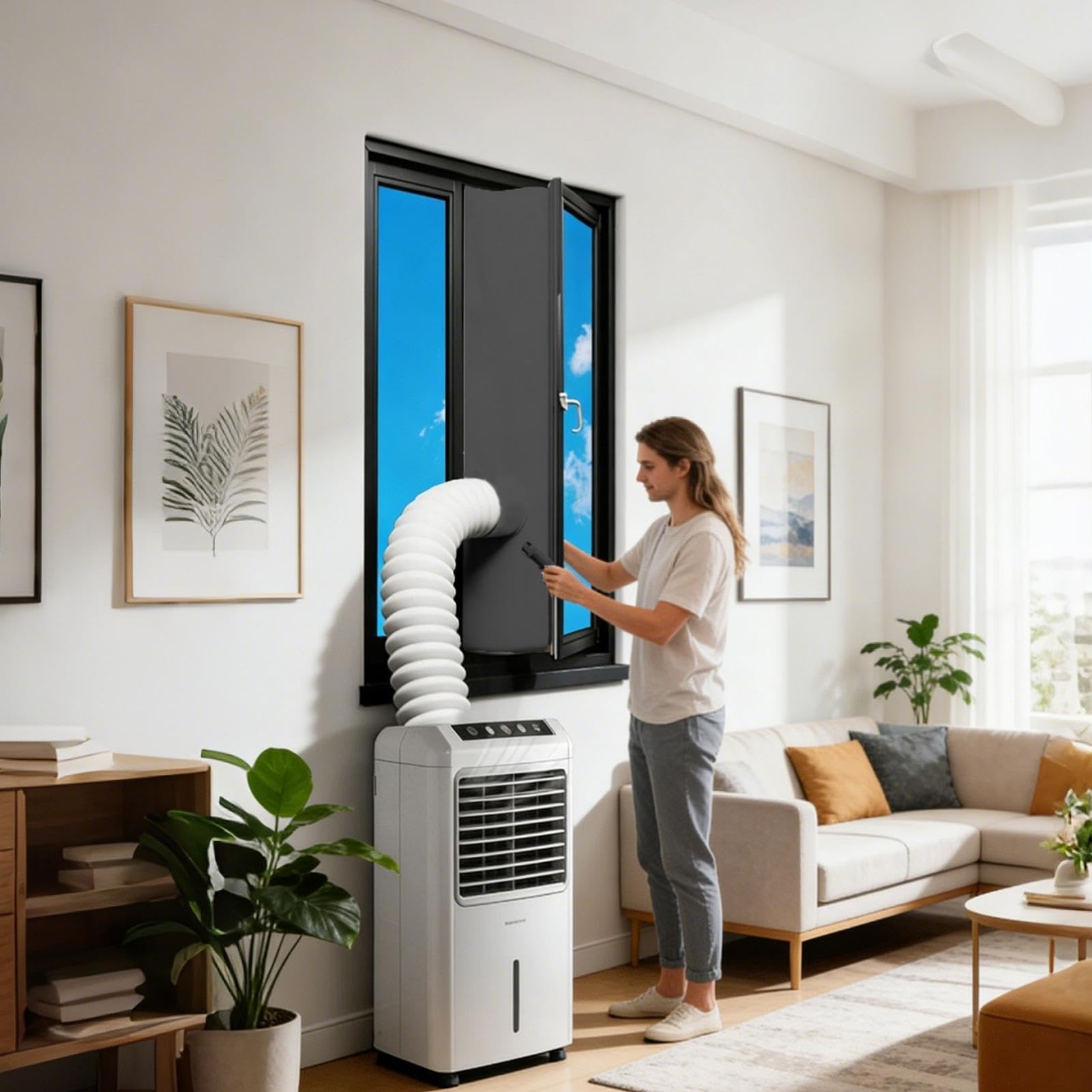 Kit Guarnizione Finestra per Condizionatore Portatile - 400CM Guarnizione Finestra AC Resistente al Calore per Climatizzatore Mobile e Asciugatrice | Guardìa Blocco Sfiato HVAC Universale