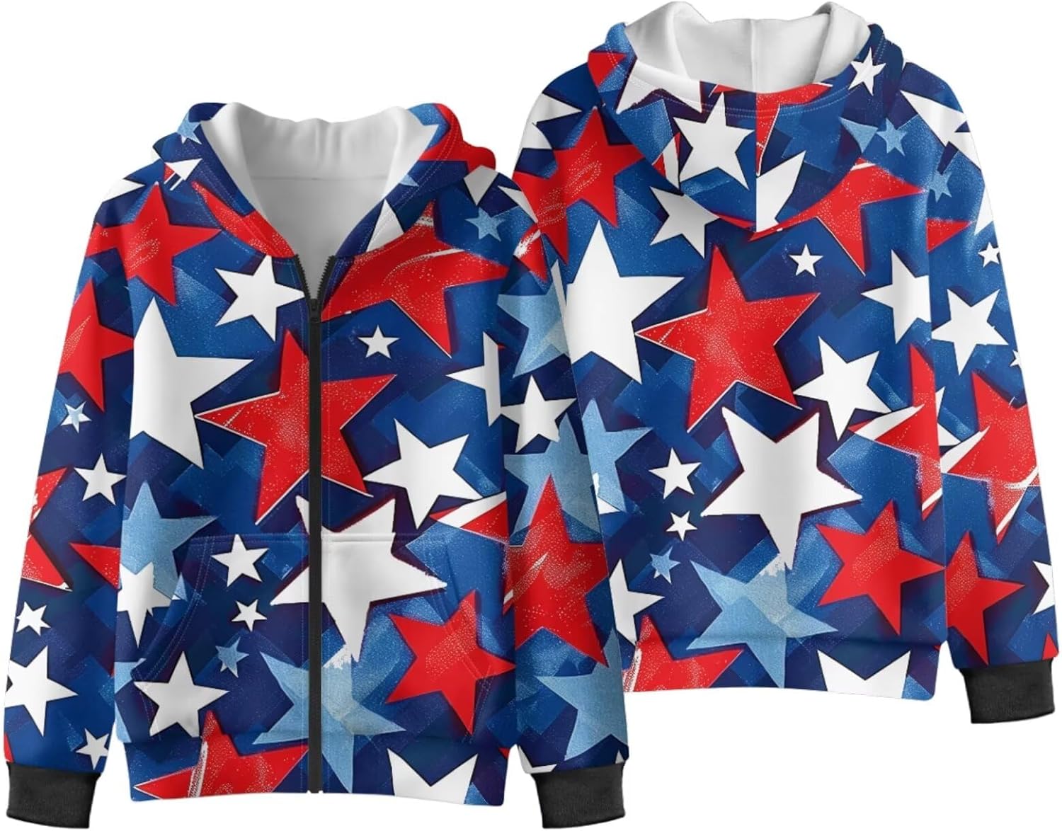 Kids 3D Graphic Hoodies Sweatshirt Long Sleeve Hooded Sweatshirts Casual Winter Outfit Full Zip Hooded Jacket