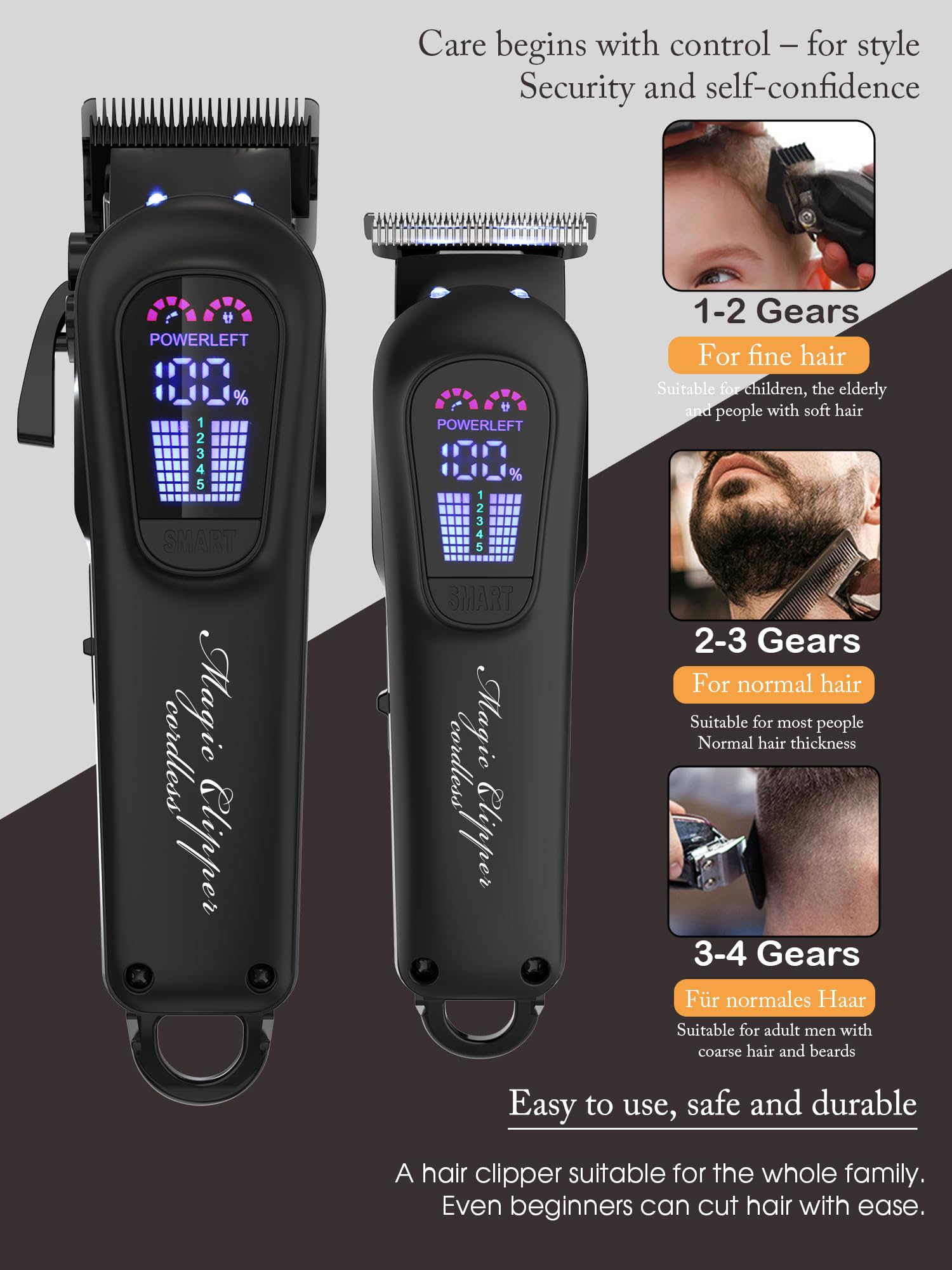 BRICH Expert Haarschneidemaschine, Cordless Rechargeable Hair Cutting Kit for Men Precision Trim for Beard Head & Body Hair - Image 4
