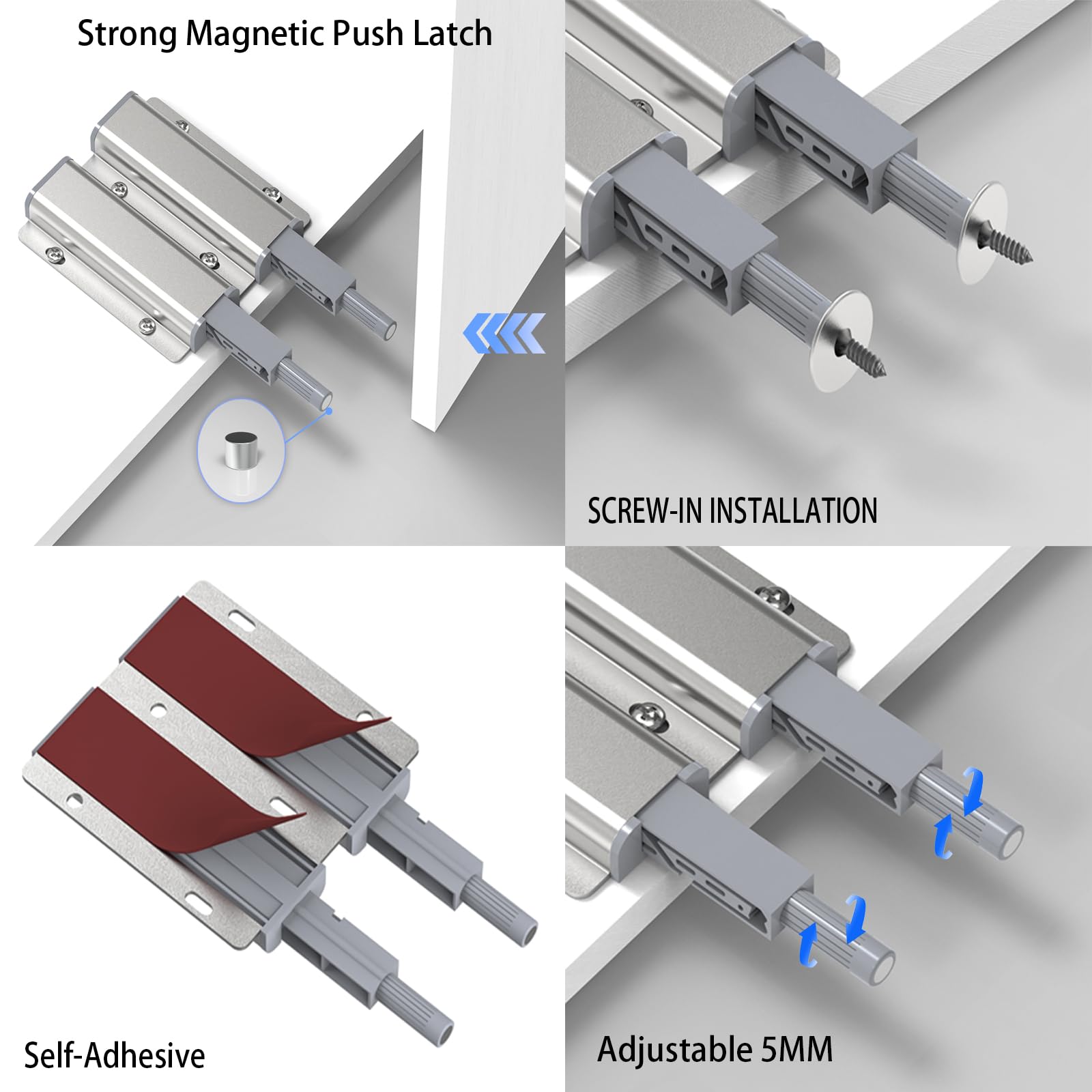 Lot De 2 Loquets Magnétiques à Pression - Quincaillerie D