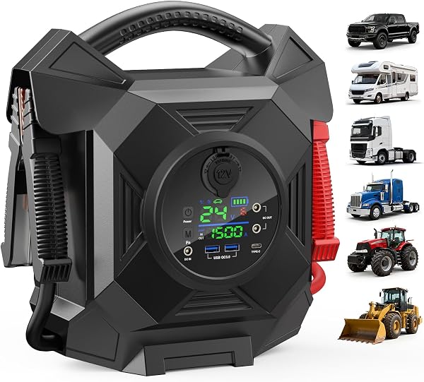 30000A 1S Startup Truck Jump Starter Heavy Duty,CAT797 12V/24V Smart Switching Lithium Battery Charger Booster Pack for Extreme -40°F to 140°F,for Diesel Engines Up to 50L and Gasoline Up to 99L - 1
