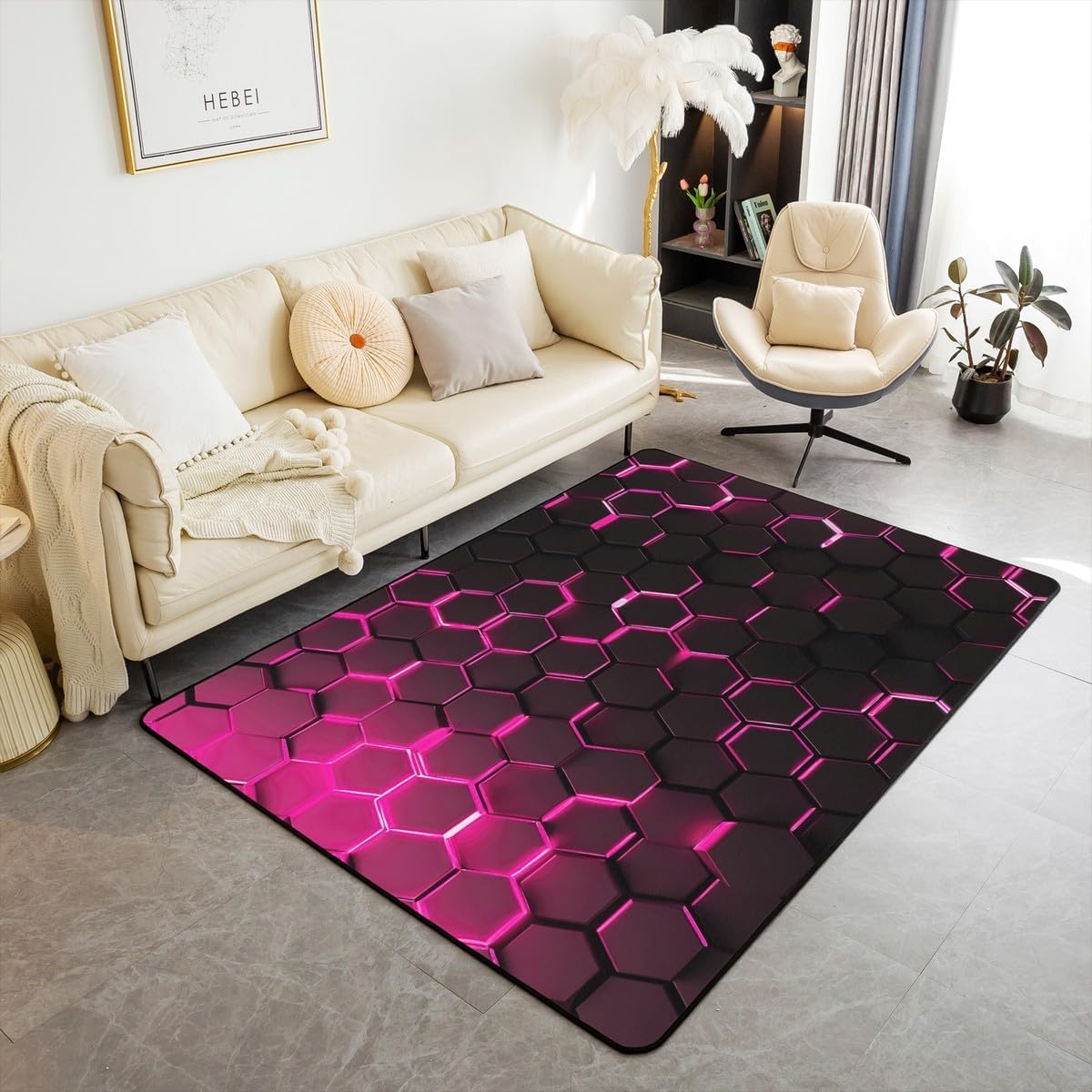Tapis poil courts doux au design abstrait moderne pour sublimer le sol du salon