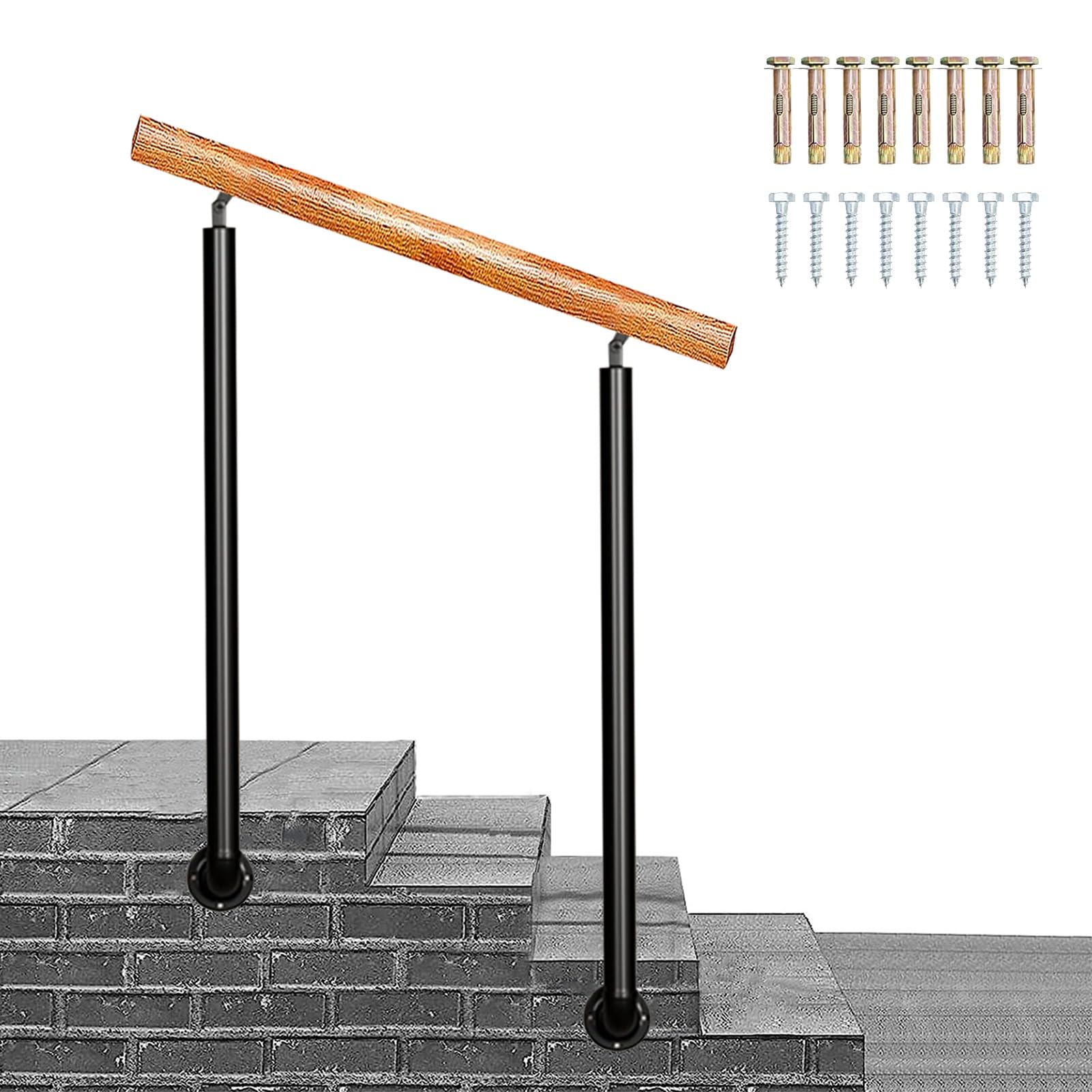 Rampe extérieure en fer forgé anti-glissade pour marches en ciment