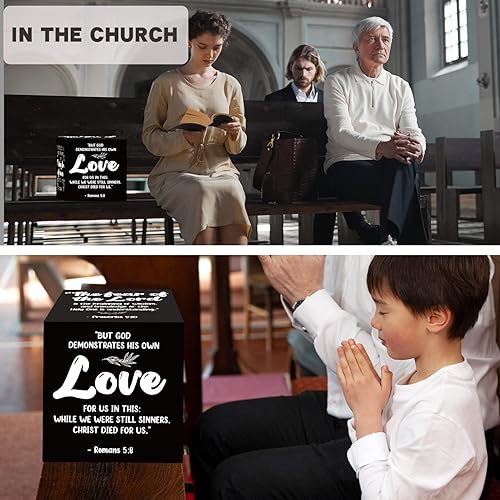 Miniatura 4 de Azbuk 2 cajas inspiradoras con versículos bíblicos cristianos, decoración de oración de petición para el hogar, oficina, escritorio religioso,