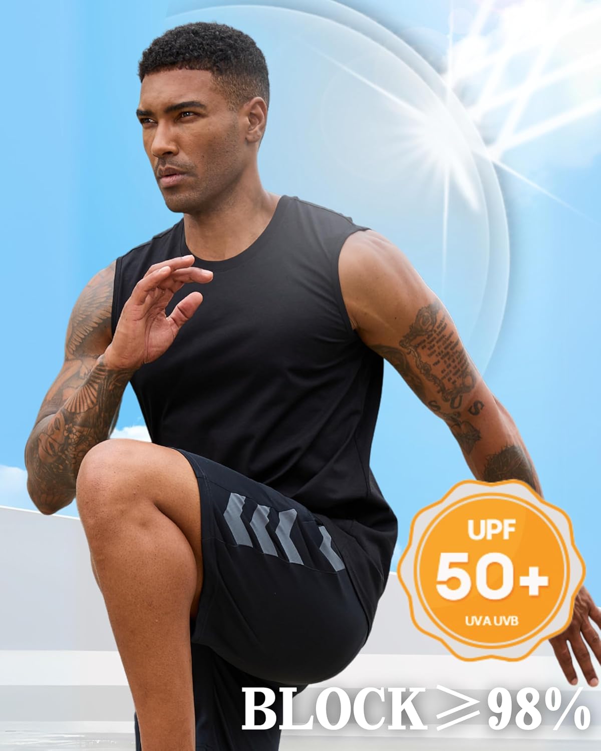 EKLENTSON Men's Tank Tops UPF 50+ Sleeveless Shirt Lightweight Cooling Muscle Tee Sun Protection Quick Dry Workout Shirt - Image 4