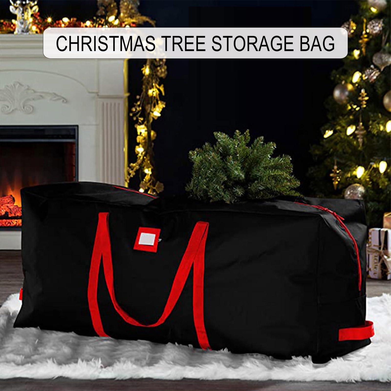 Weihnachtsbaum Aufbewahrungstasche 600D Oxford-Gewebe Wasserfest Tannenbaum Tasche Mit Reißverschluss & Tragegriff (Schwarz,S)