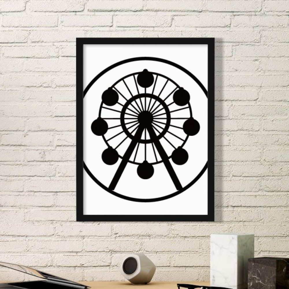 Peinture estampe grande roue silhouette cadre noir idée cadeau maison