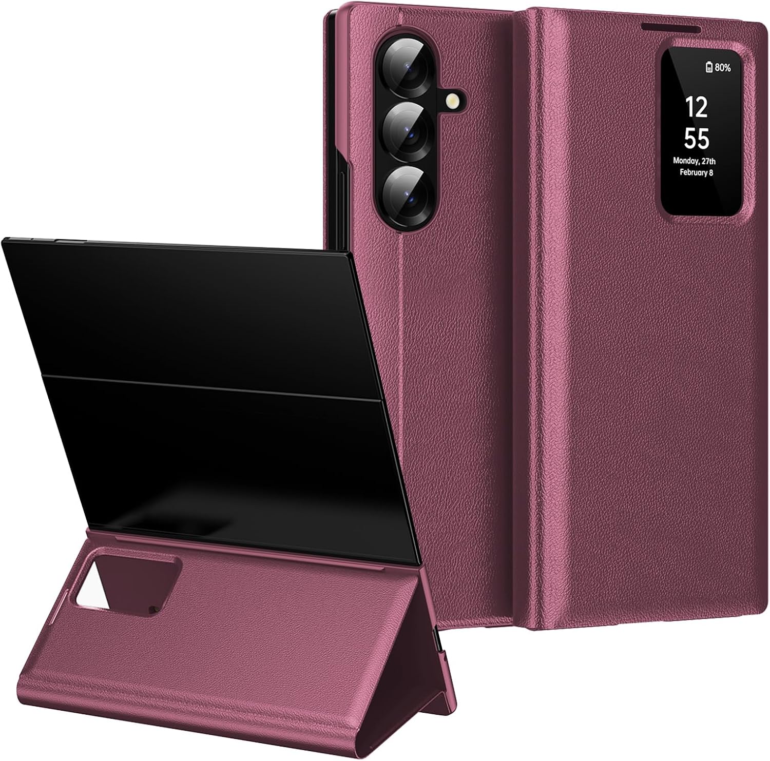for Samsung Z Trifold Case with Smart Small Screen View, S-View Wallet Phone Case, for Samsung Galaxy Z Trifold Case Smart Window Cover, Flip Leather Protective Smart View Black