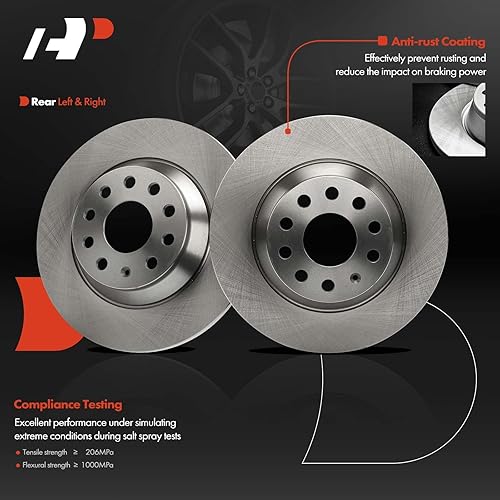 Miniatura 10 de A-Premium 11.81 inch (300mm) Rear Drilled and Slotted Disc Brake Rotors Compatible with Select Volkswagen and Audi Models - Jetta 2019-2023, Golf,