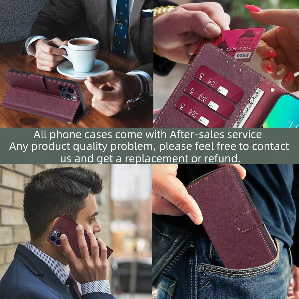 RankOne Etui na telefon Motorola Moto G55 5G (6,49" cala) etui na telefon komórkowy ze skóry - etui z zapięciem magnetycznym - etui ochronne - czerwone