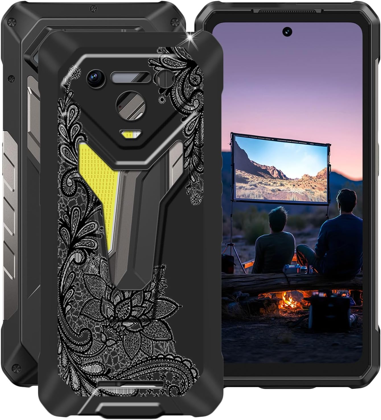 Phone Case for Ulefone Armor 34 Pro (6.95"), TPU Shockproof Bumper Shell, 360° Drop Protection Shell Ultra-Thin Soft Silicone Cover for Ulefone Armor 34 Pro - Black Rose