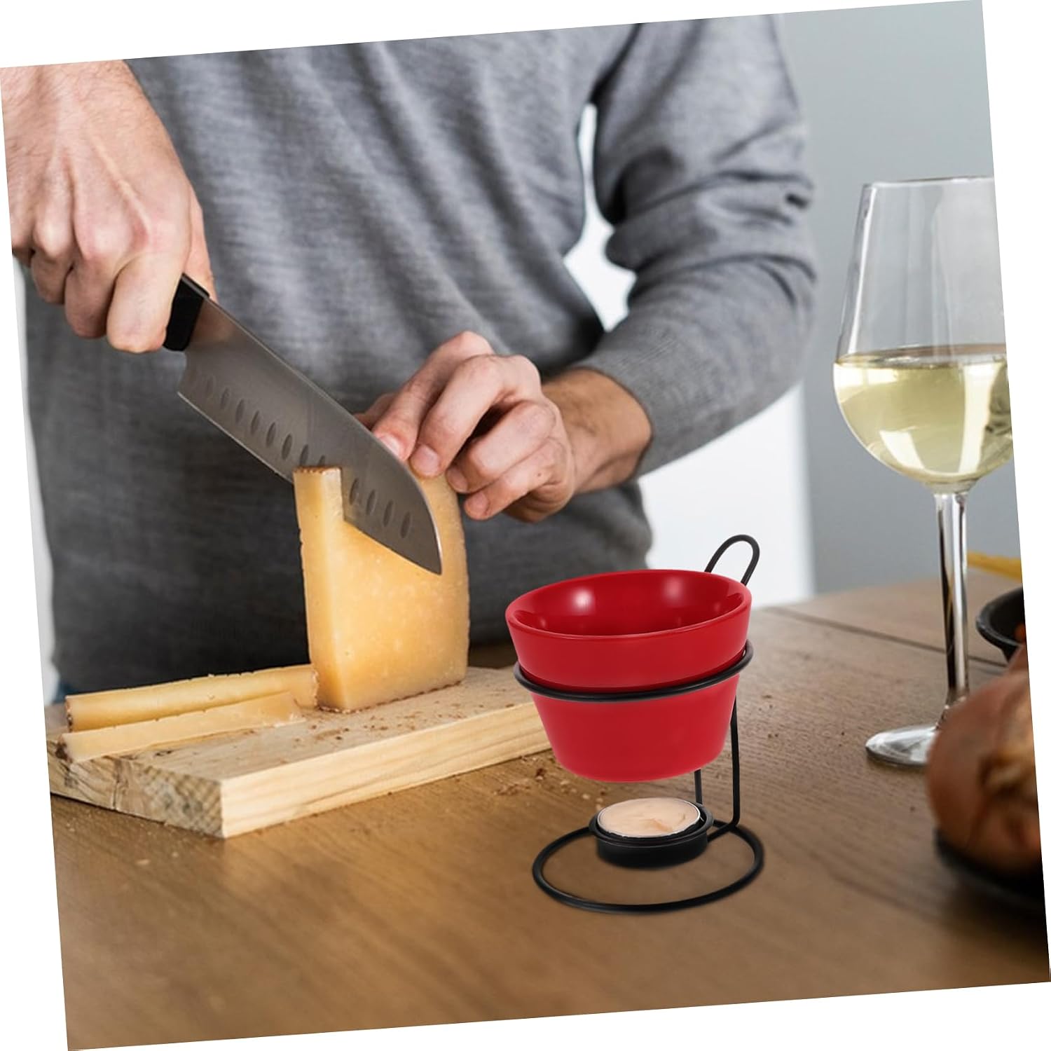 Ceramic Cheese Warmer Fondue Pot 150ml with Iron Rack, 2 Sets
